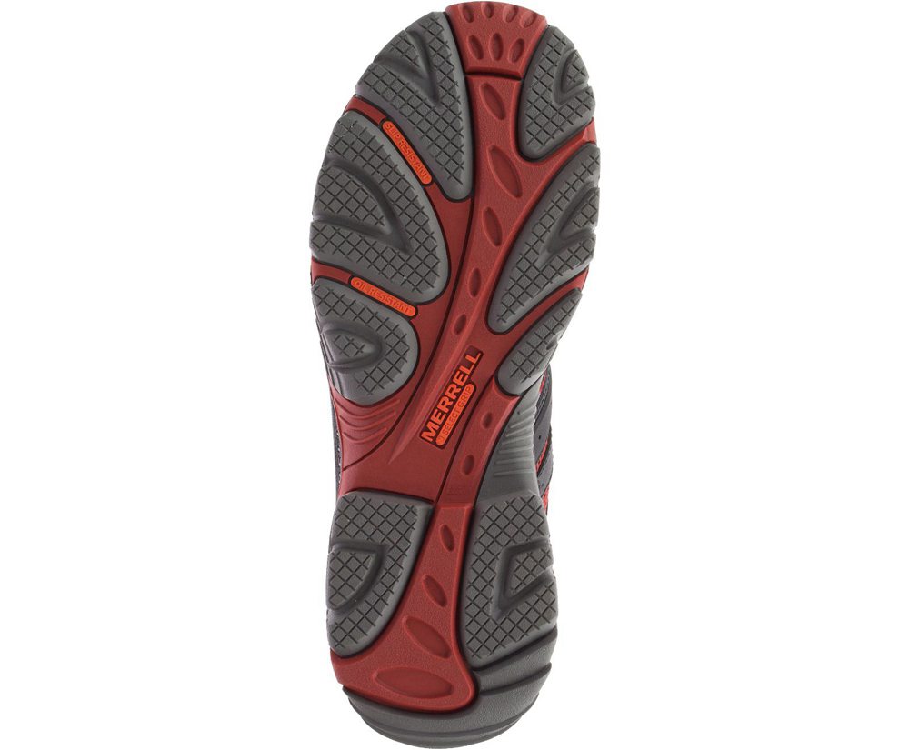 Kozaki Merrell Męskie Czarne/Czerwone - Strongfield Mid Waterproof Comp Toe Wide Width - 249813-WYO